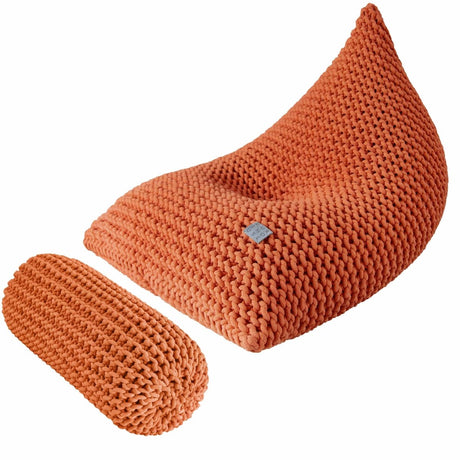 Chunky Knitted Bolster Footrest | PUMPKIN