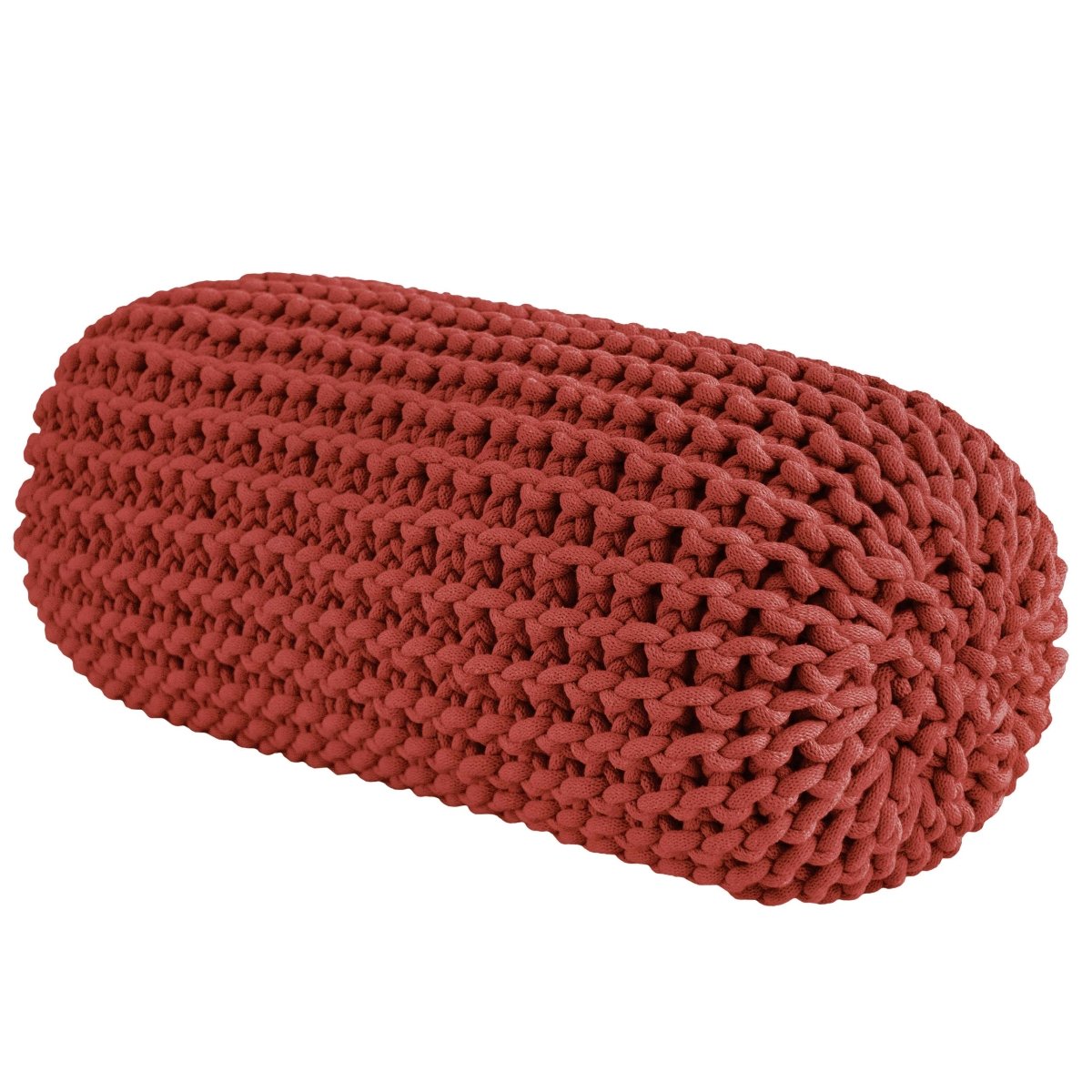 Chunky Knitted Bolster Footrest |  TERRACOTTA