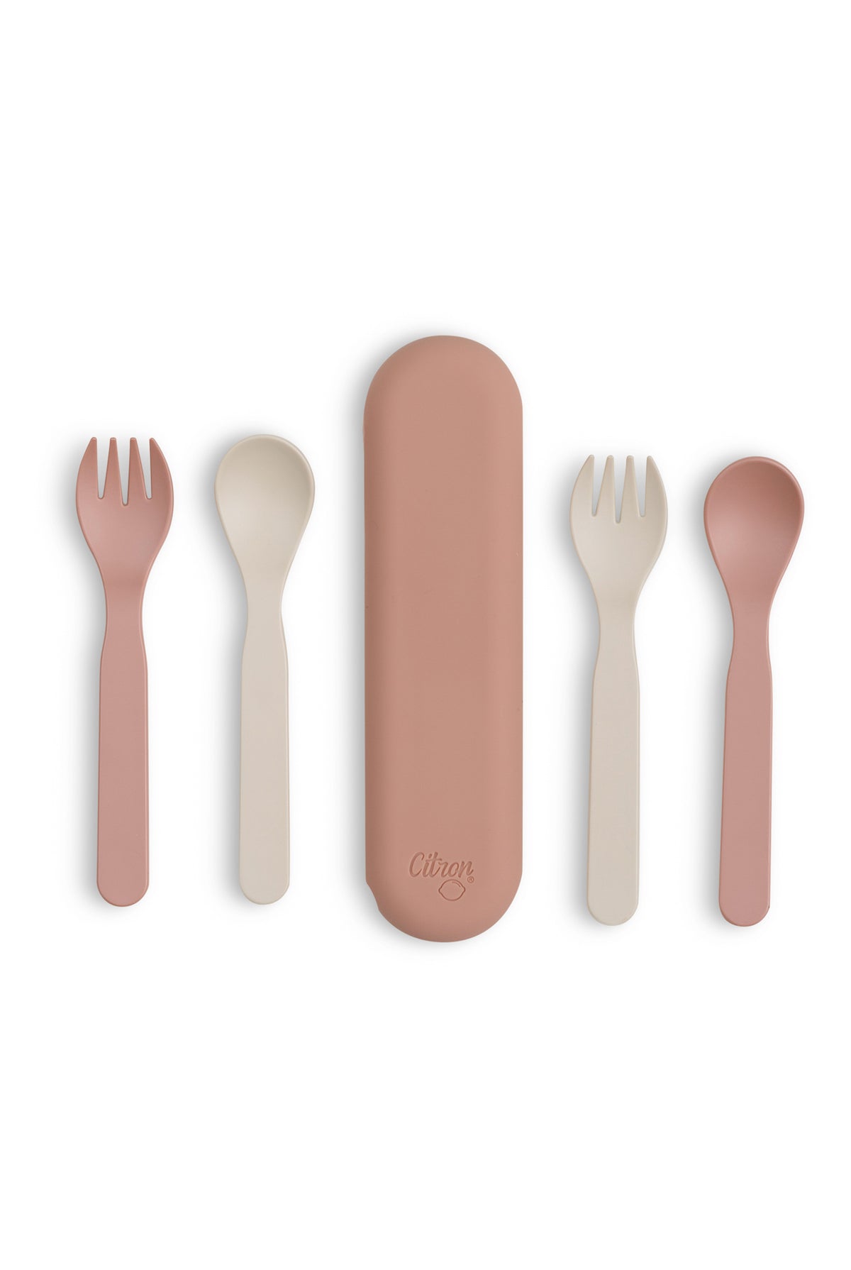 Eco Cutlery Set + Case in Pink/Cream