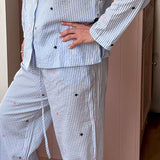 Blue Star Embroidered Cotton Stripe Pajamas (Copy)