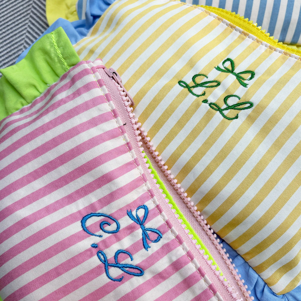 Frilly Personalised Stripe Pouch