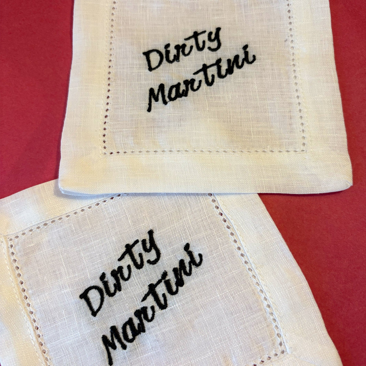Personalized Embroidered Reusable Cocktail Napkin Set