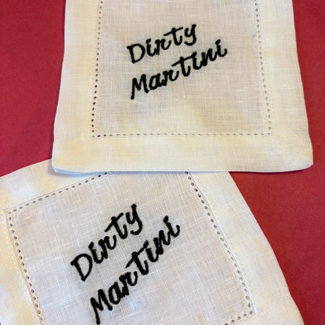 Personalized Embroidered Reusable Cocktail Napkin Set