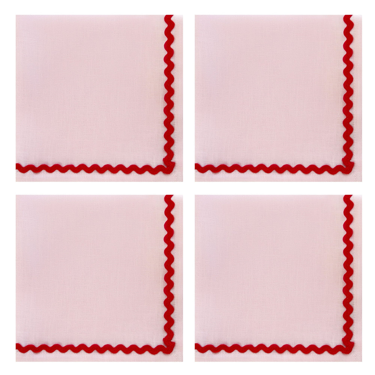 Ric Rac Linen Napkins | Pink | Set of 2