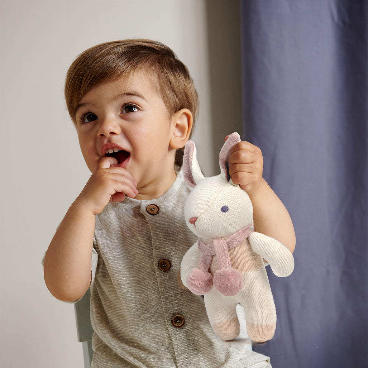 Organic Baby Comforter, Rattle & Doll Set in Cream + Gift Box