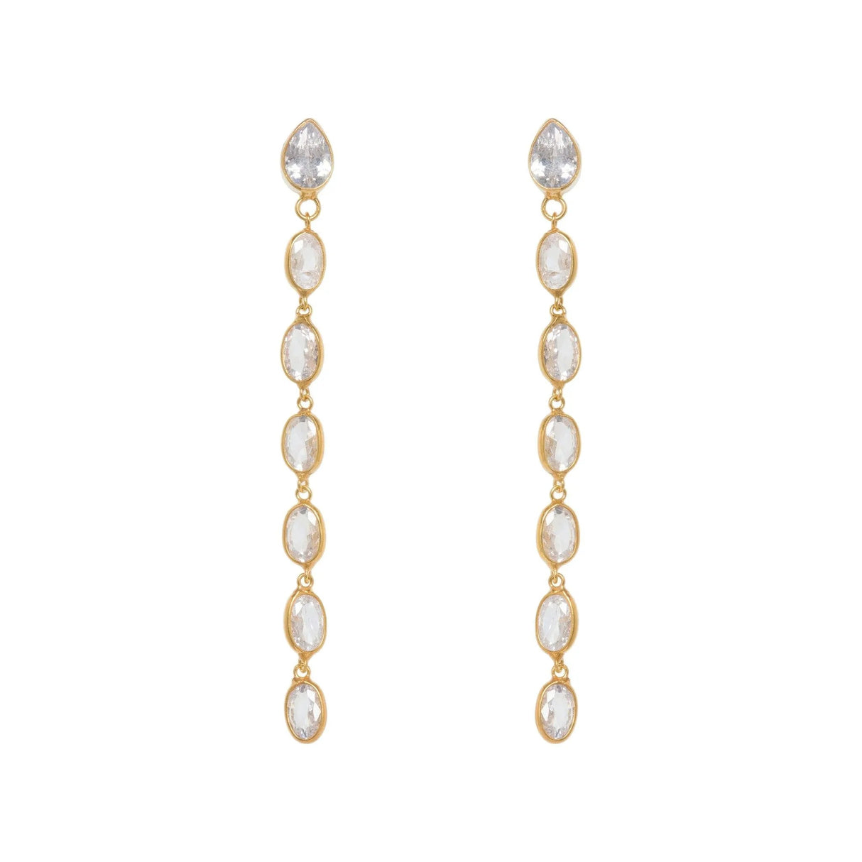 Oval Crystal Framed Long Drops