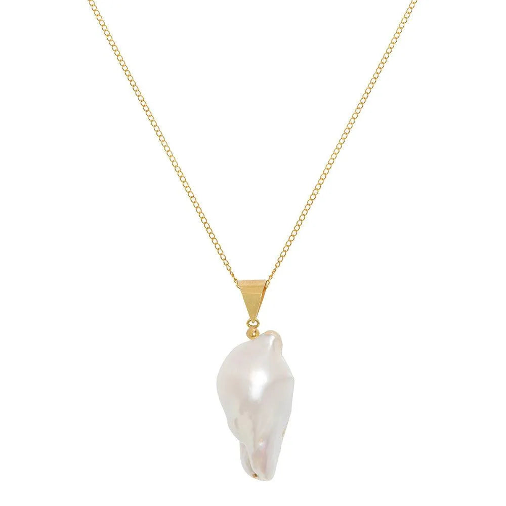 Large Baroque Pearl Gold Plated Necklace