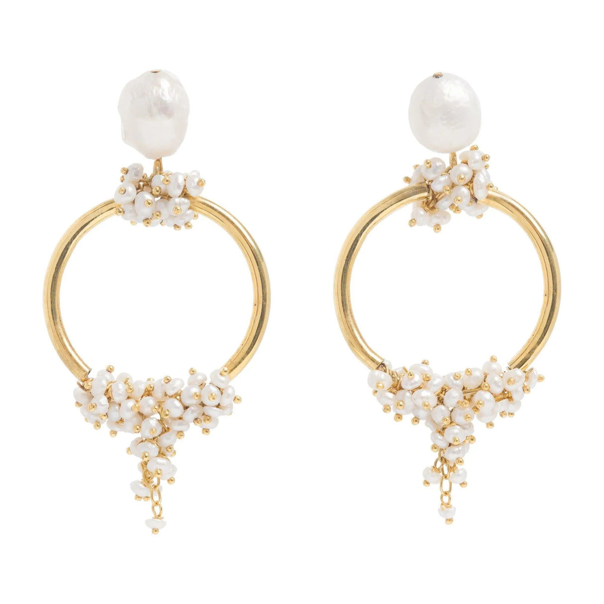Seed and Baroque Pearl Mid Hoops