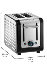 Architect 2 Slot Black & Brushed Stainless Steel Toaster