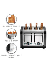 Architect 4 Slot Black & Brushed Stainless Steel Toaster