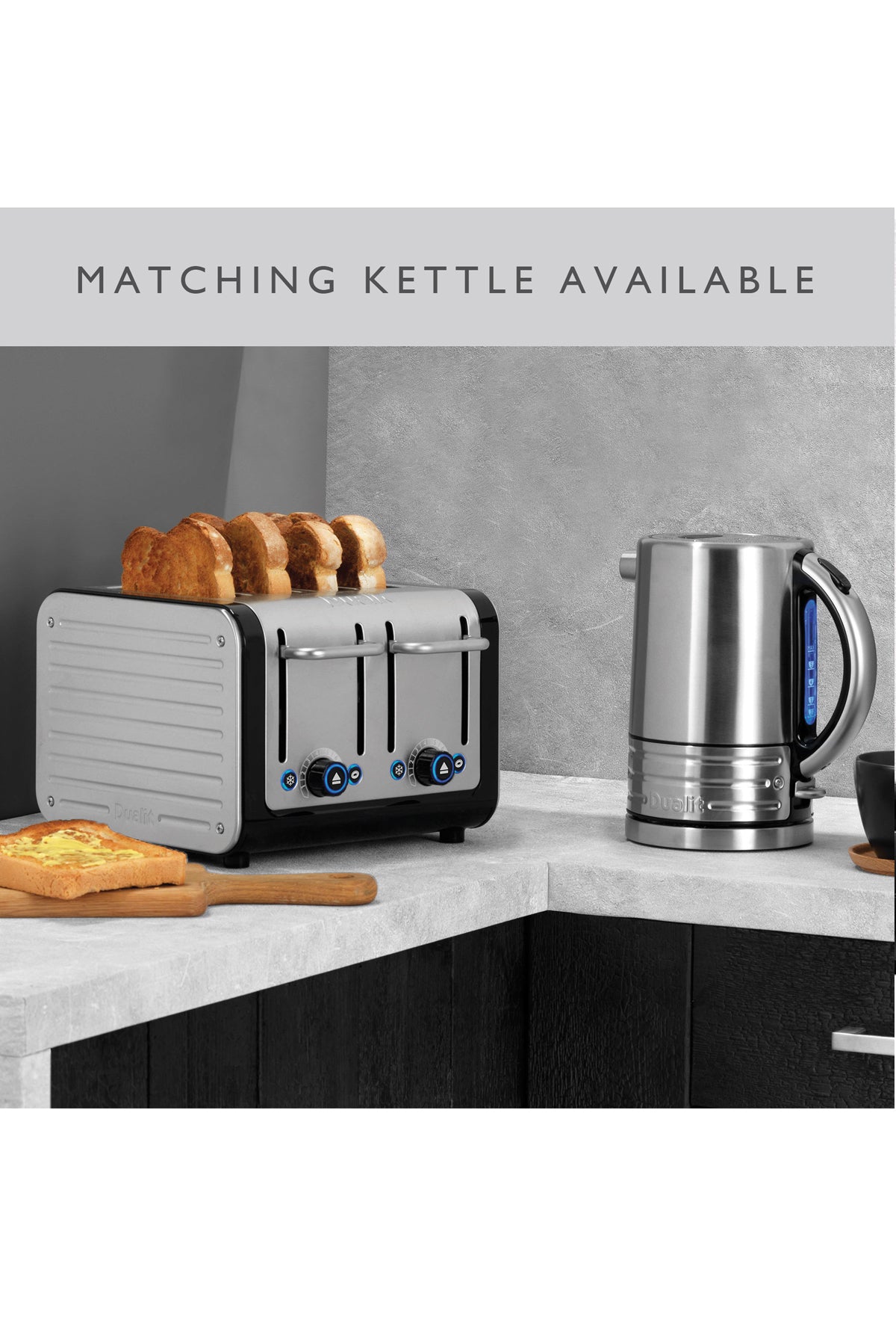 Architect 4 Slot Black & Brushed Stainless Steel Toaster