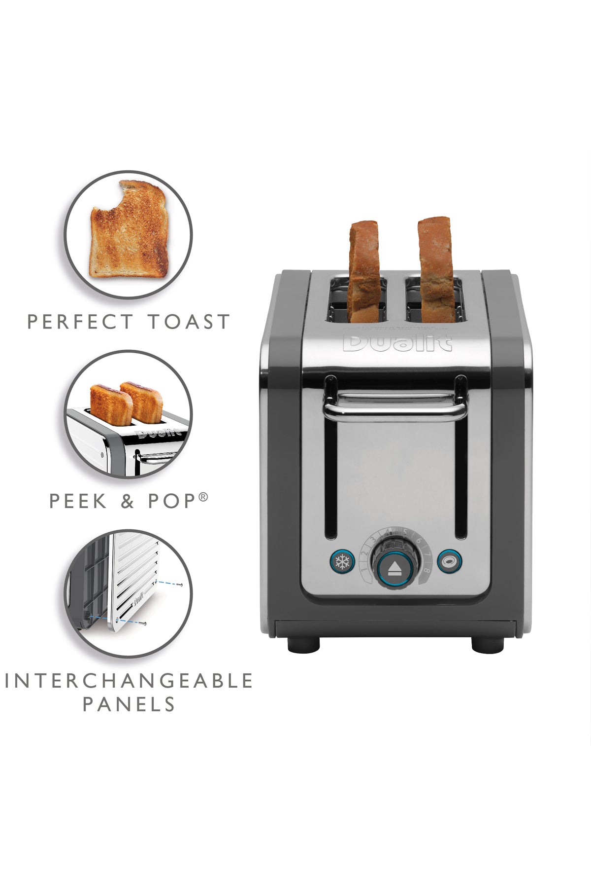 Architect 2 Slot Grey & Stainless Steel Toaster