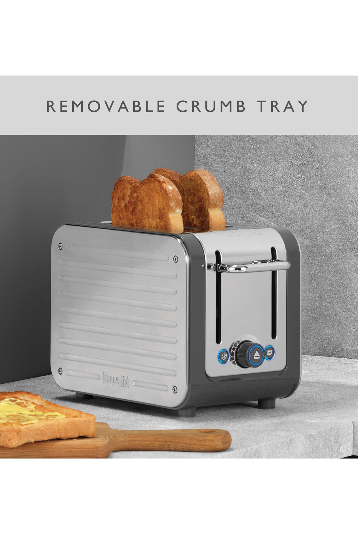 Architect 2 Slot Grey & Stainless Steel Toaster