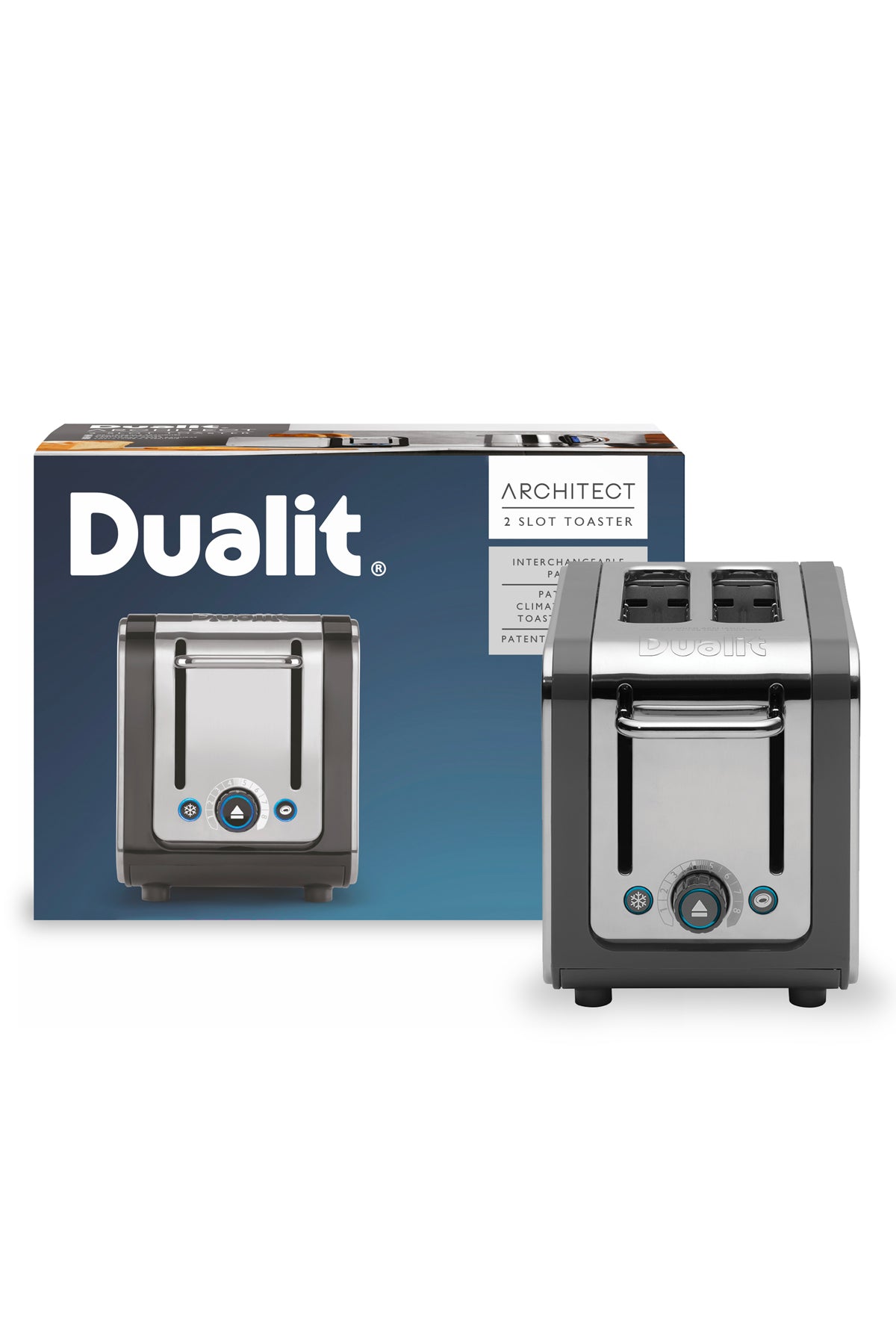 Architect 2 Slot Grey & Stainless Steel Toaster