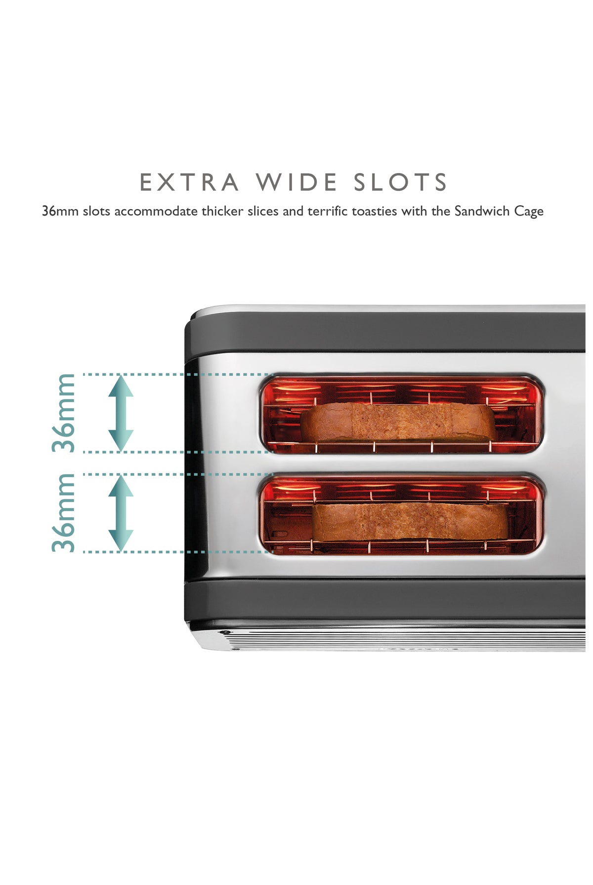 Architect 2 Slot Grey & Stainless Steel Toaster