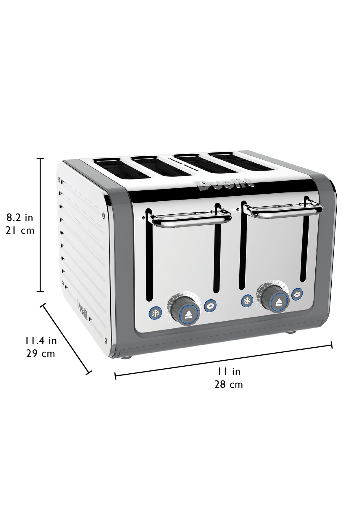 Architect 4 Slot Grey & Stainless Steel Toaster