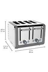 Architect 4 Slot Grey & Stainless Steel Toaster