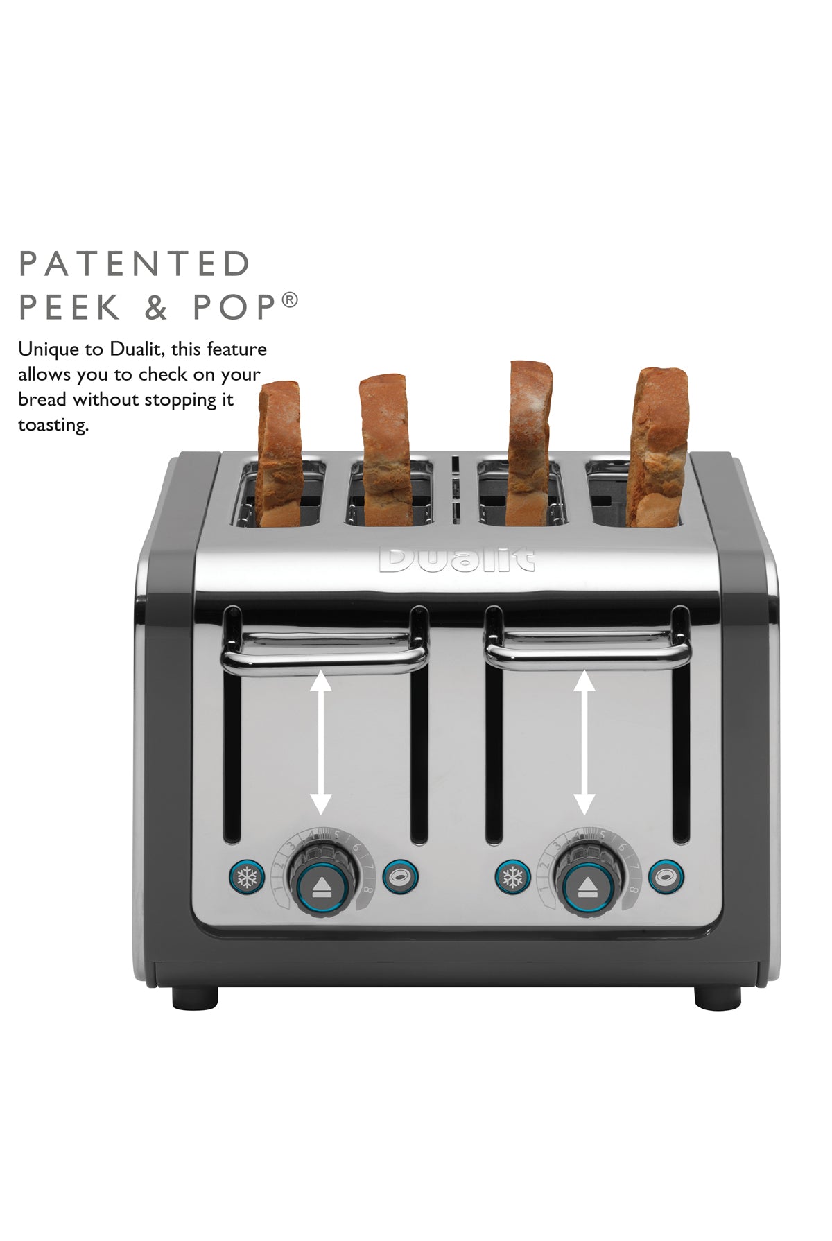 Architect 4 Slot Grey & Stainless Steel Toaster