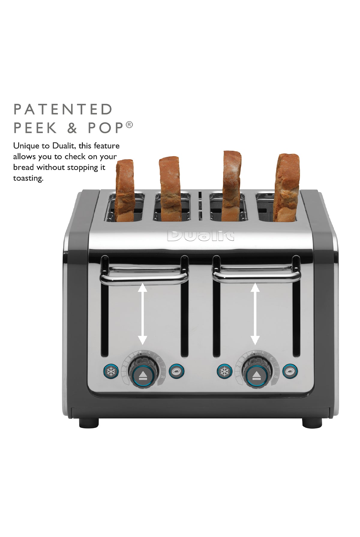 Architect 4 Slot Grey & Stainless Steel Toaster