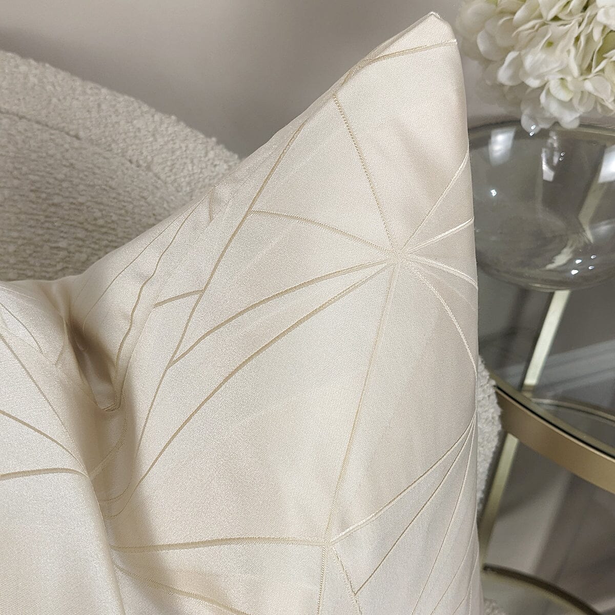 Elara Cream Satin Abstract Cushion - 45x45cm