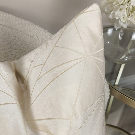 Elara Cream Satin Abstract Cushion - 45x45cm