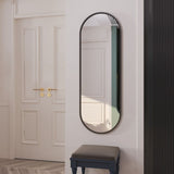 Emi - Black Metal Runway Oval Mirror - 120cm x 40cm
