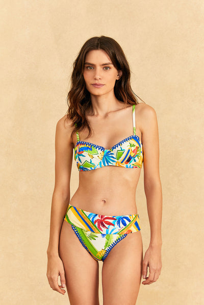 farm rio Bahia Mixed Scarves Underwire Bikini Top