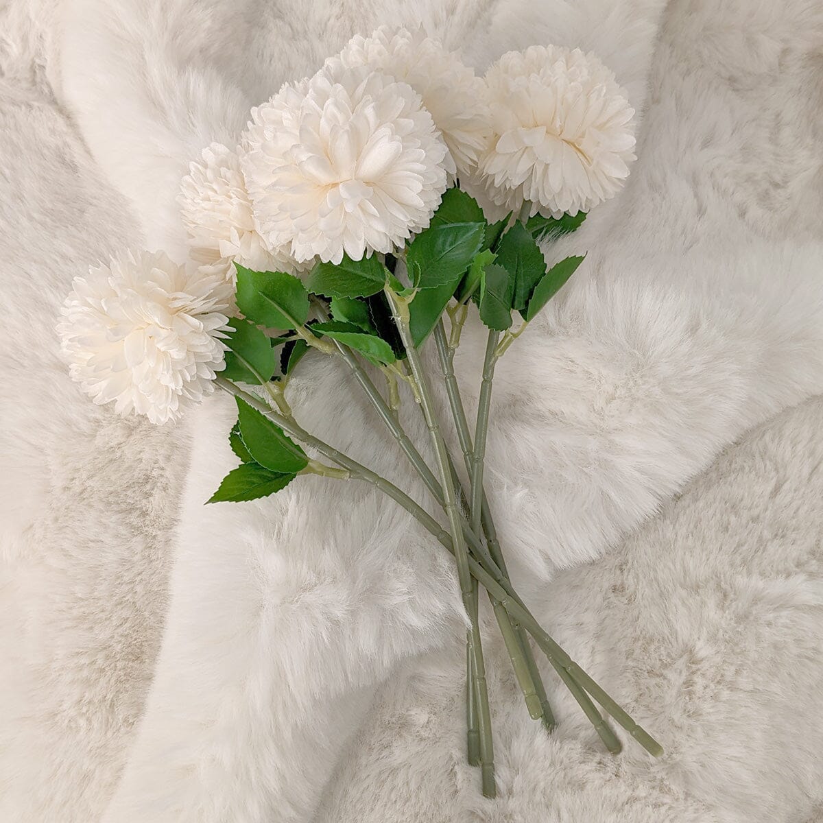 Faux Cream Chrysanthemum Bunch of 6 Florals