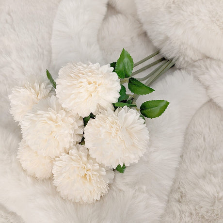 Faux Cream Chrysanthemum Bunch of 6 Florals