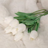 Faux White Tulips Bunch of 8 Flowers