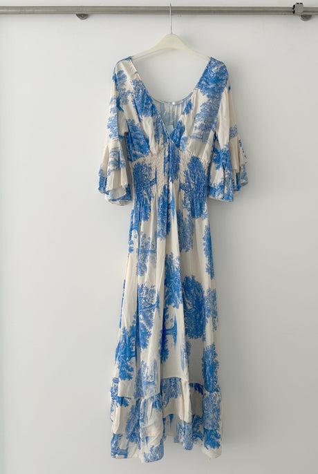 Printed Floral Maxi Dress Blue