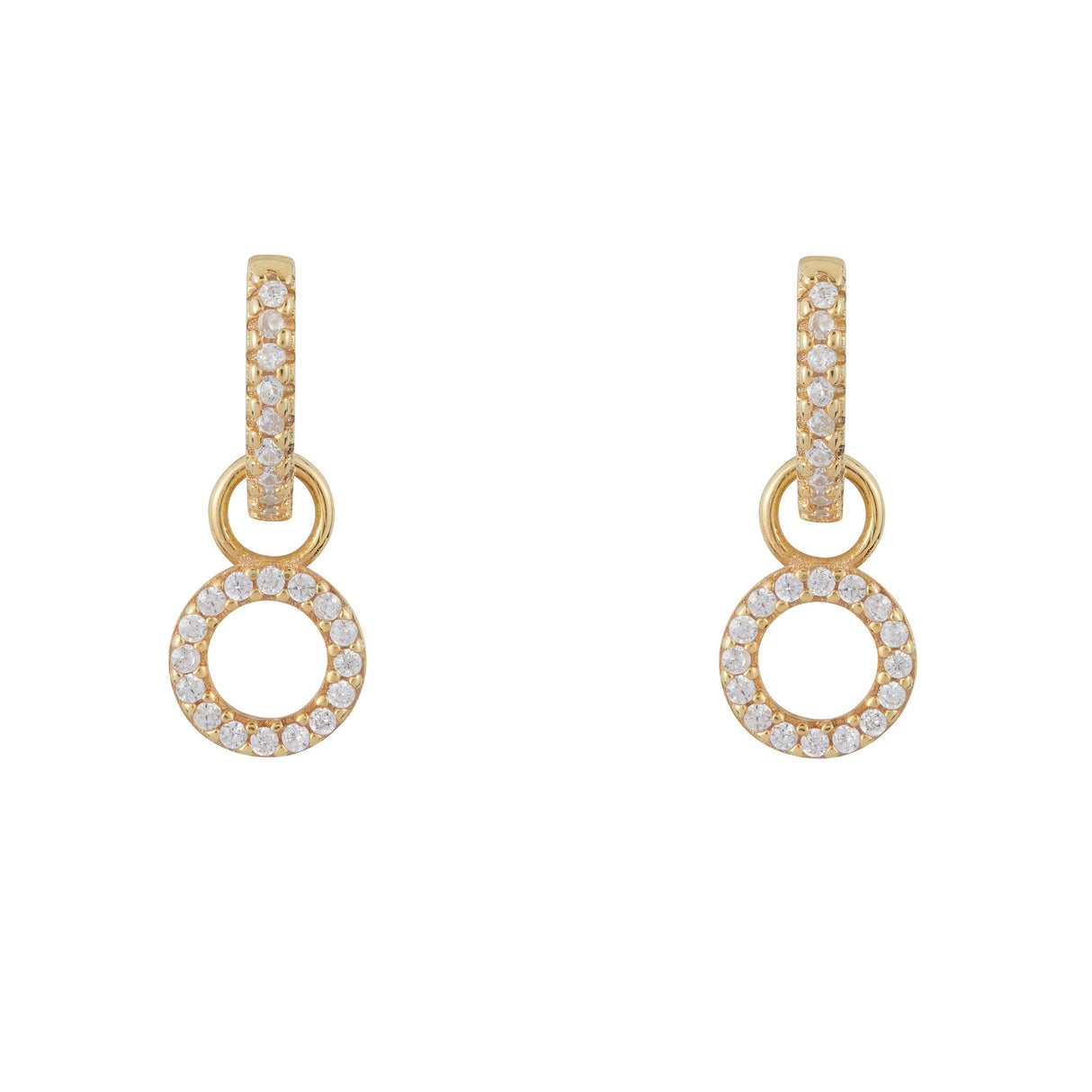 Circle Drop Hoop Huggie Earrings: Gold