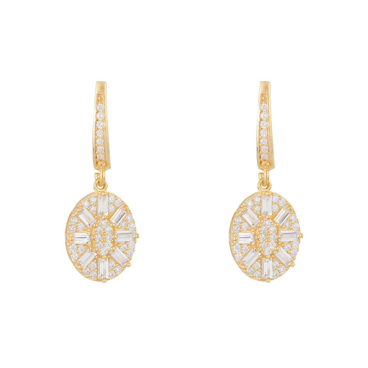 Uptown Oval Drop Earrings: Gold
