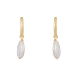 Round Pearl Drop Hoops: Gold