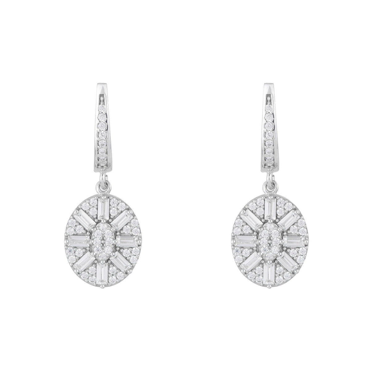 Uptown Oval Drop Earrings: Silver