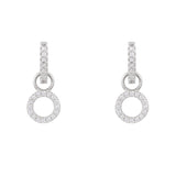 Circle Drop Hoop Huggie Earrings: Silver