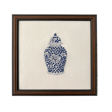 Ginger Jars Set of 4 Embroidered Artwork