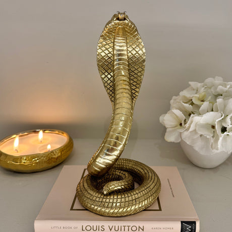 Gold Decorative Standing Snake Ornament