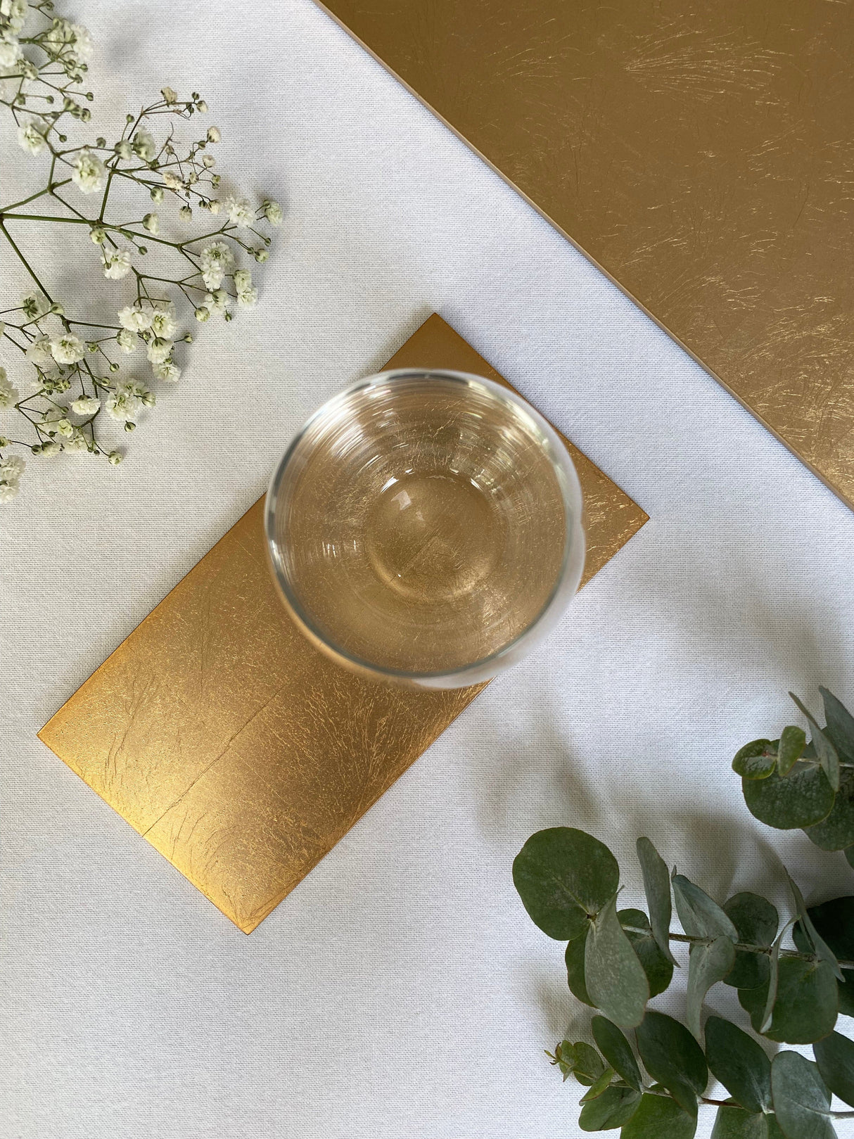 Silver Leaf Double Coaster - Chic Matte Gold