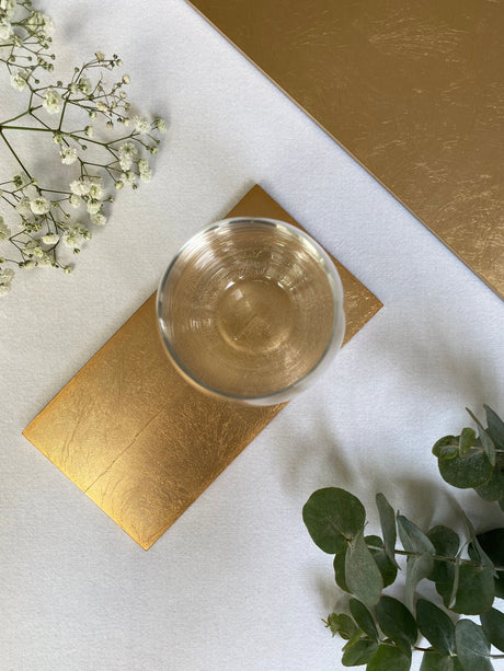 Silver Leaf Double Coaster - Chic Matte Gold