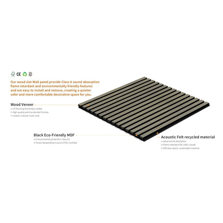 Grey Oak Acoustic Wall Panels Pack of 4