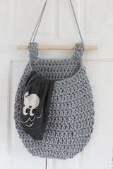 Crochet Hanging Basket, Large | DARK GREY