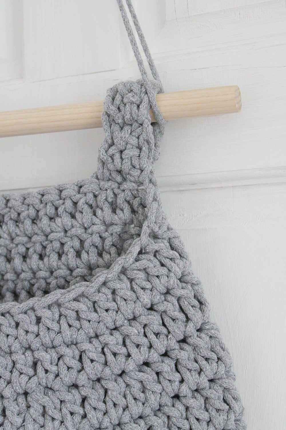 Crochet Hanging Basket, Large | DARK GREY