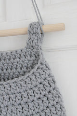 Crochet Hanging Basket, Large | DARK GREY