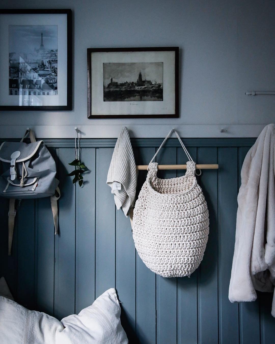 Crochet Hanging Basket, Large | IVORY