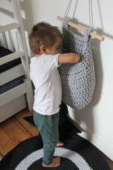 Crochet Hanging Basket, Large | LIGHT GREY