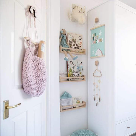Crochet Hanging Basket, Large | PALE PINK