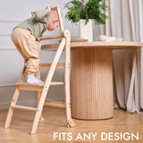 Folding Growing Chair– Montessori Step Stool With Safety Rails for Toddlers – White