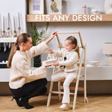 Folding Growing Chair– Montessori Step Stool With Safety Rails for Toddlers – White