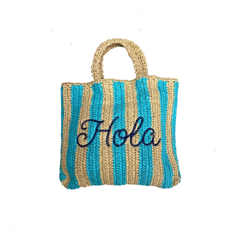 Hola Embroidered Straw Beach Bag